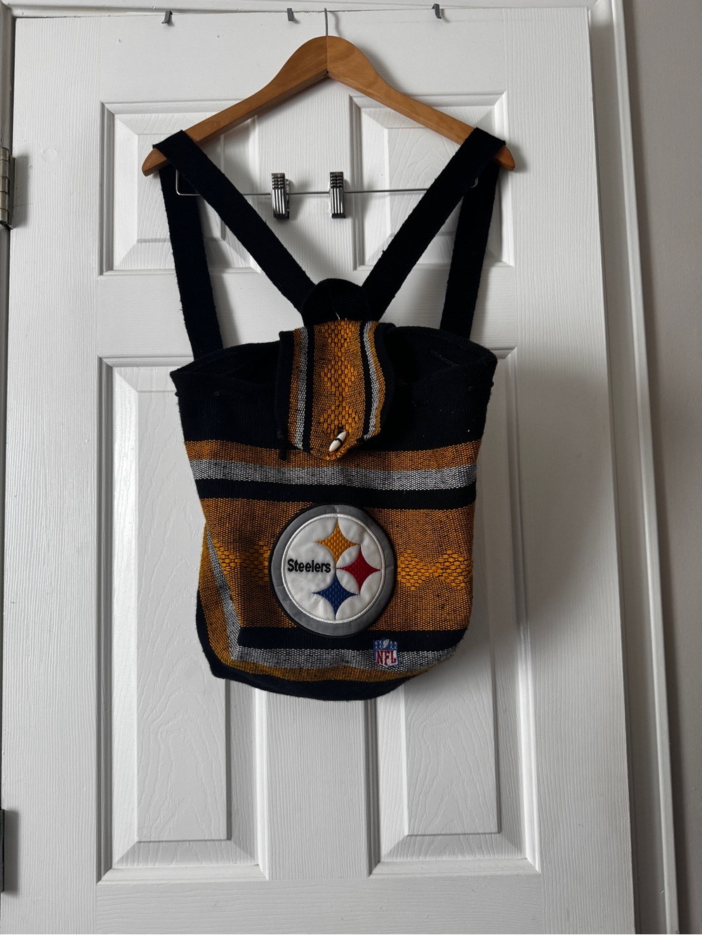NFL Pittsburgh Steelers Woven Knit Boho Drawstring Backpack Bag